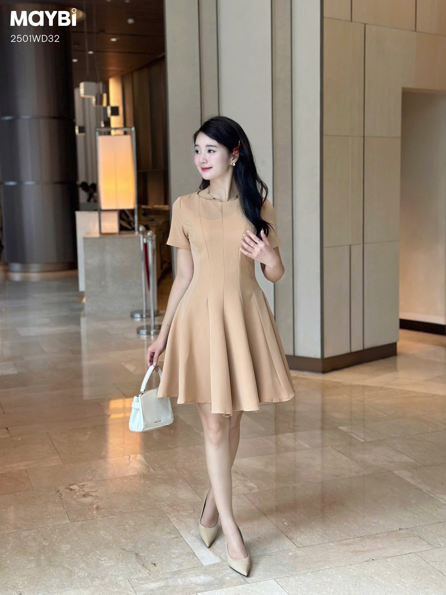 Đầm xòe cotton thái tay ngắn dáng mini