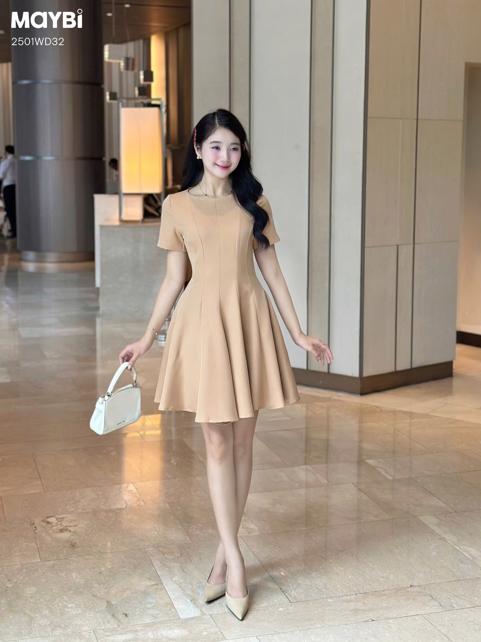 Đầm xòe cotton thái tay ngắn dáng mini
