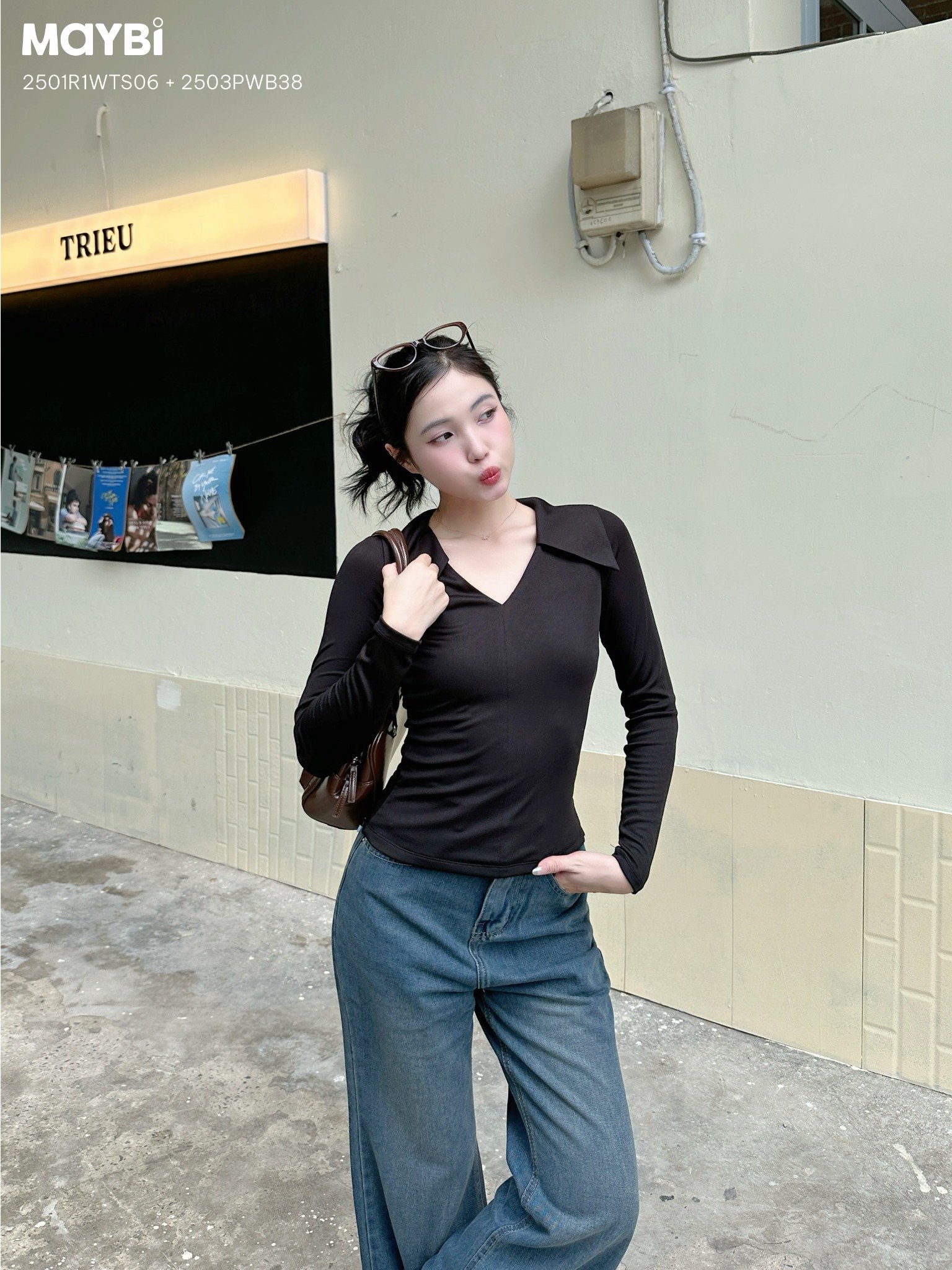 Áo cổ V thun tăm