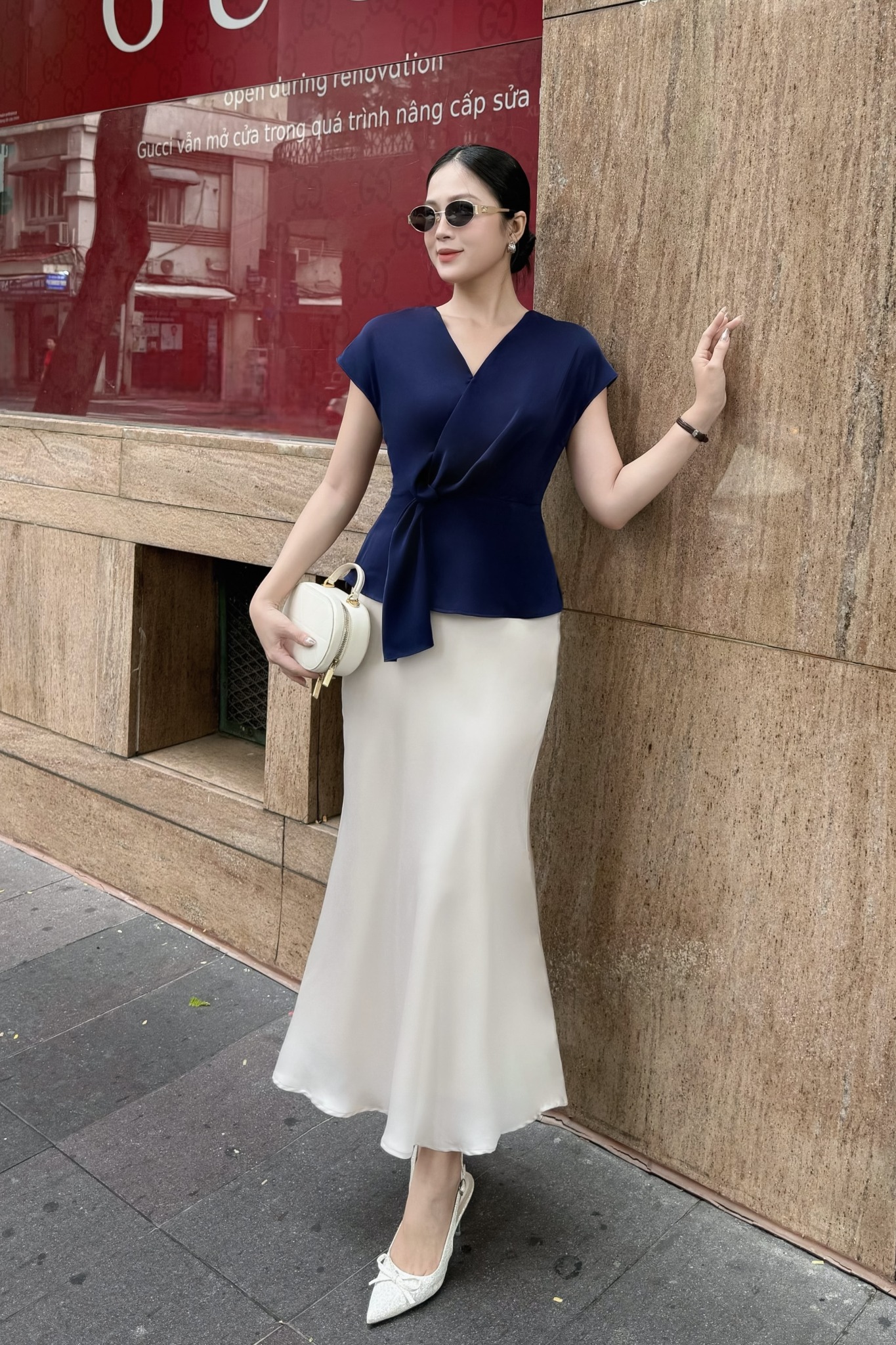 Áo kiểu nữ đắp tà lụa