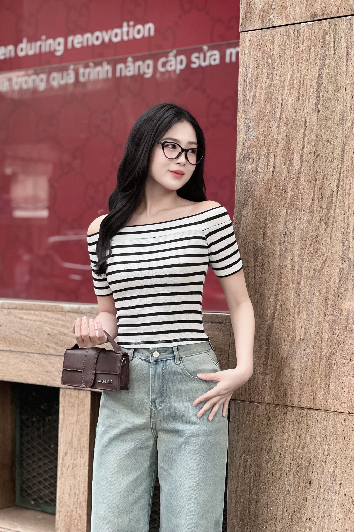 Quần jean ống suông bạc