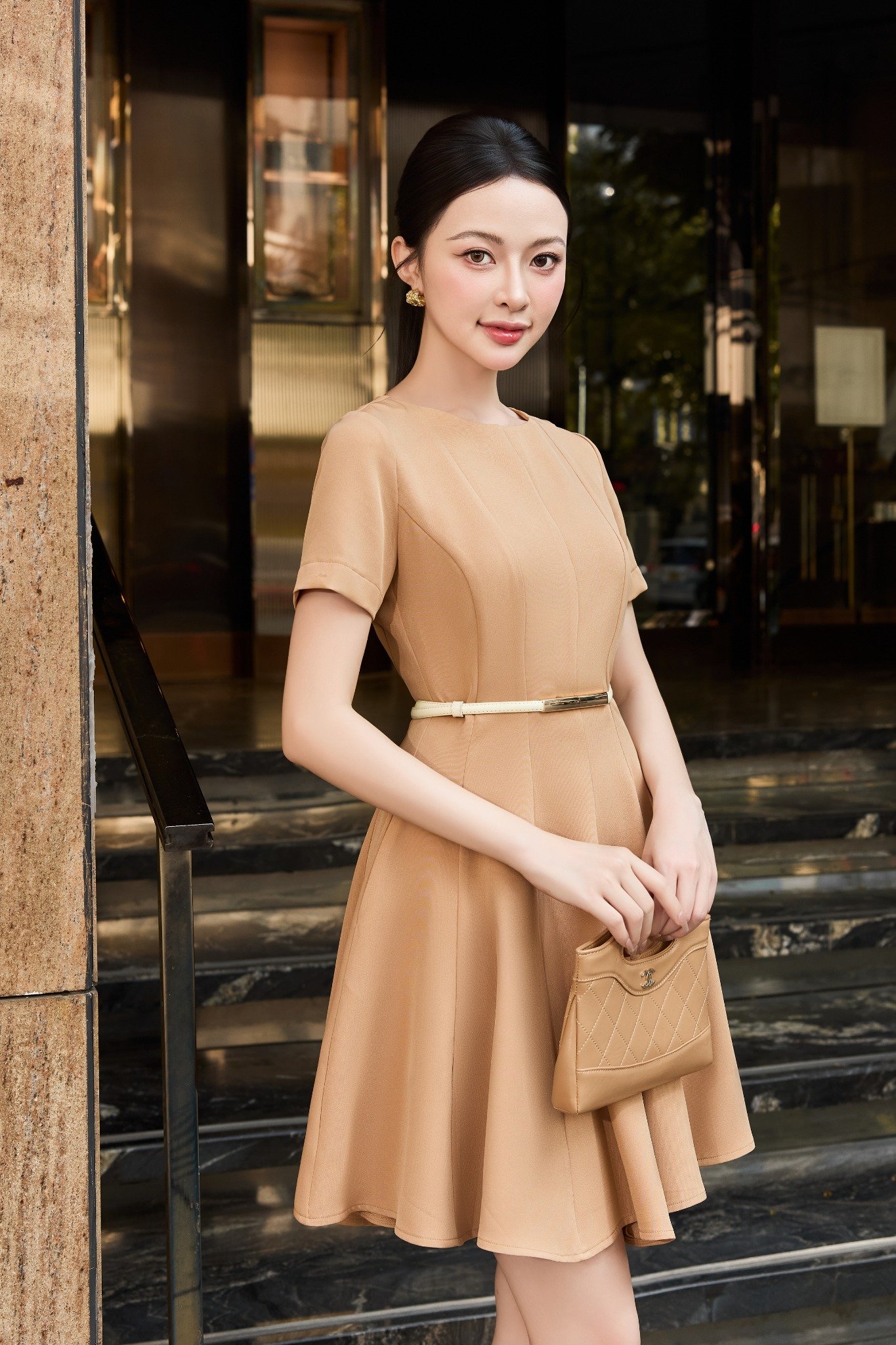 Đầm xòe cotton thái tay ngắn dáng mini