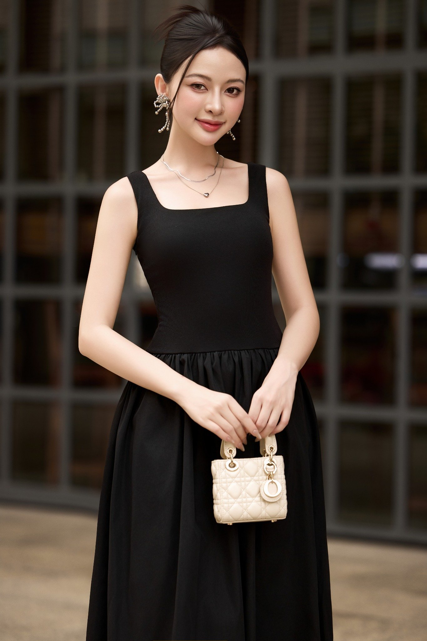 Đầm ôm xòe ba lỗ thun tăm dáng maxi