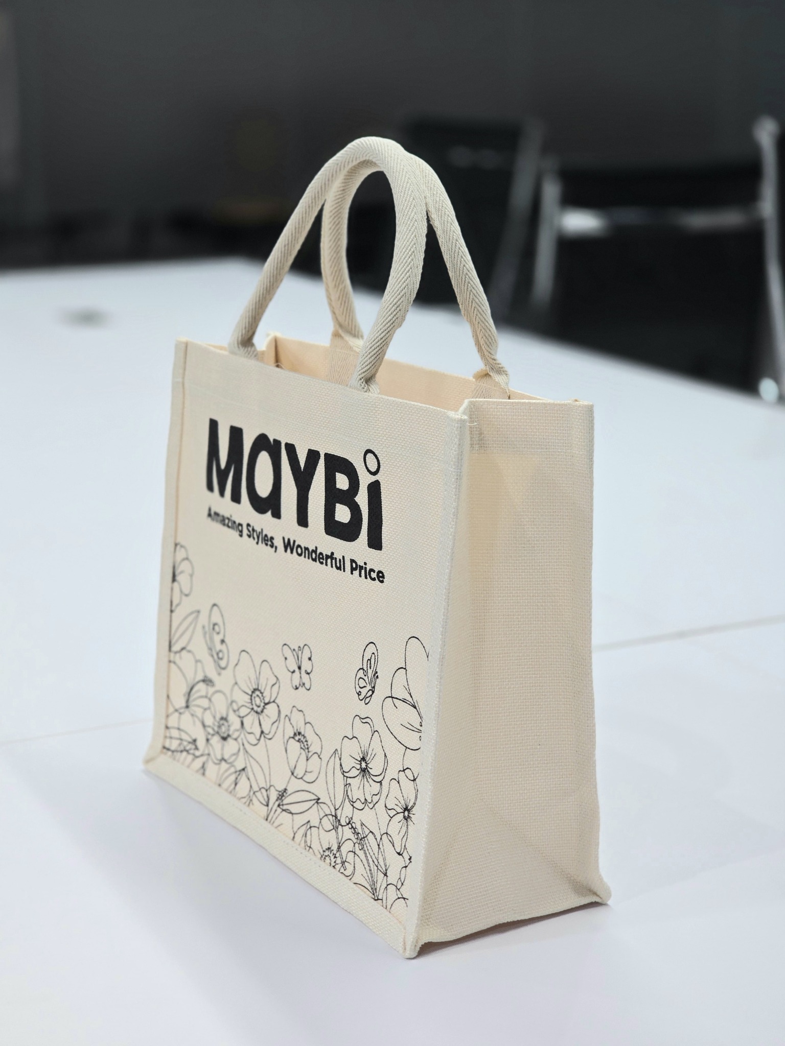 Túi tote vải màu kem