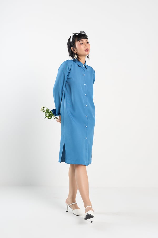 Đầm sơ mi suông lụa cotton