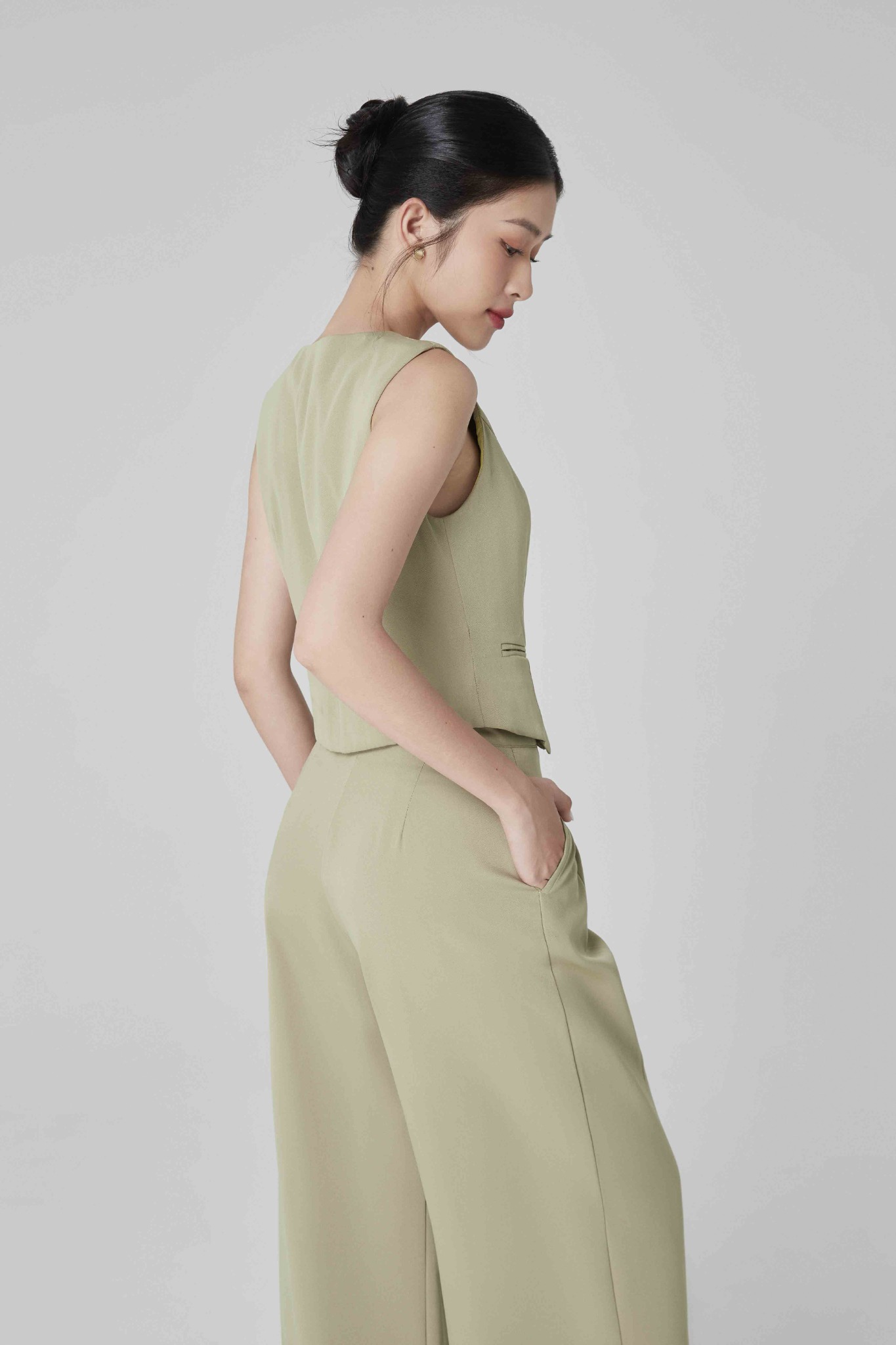 Áo gile cotton chéo