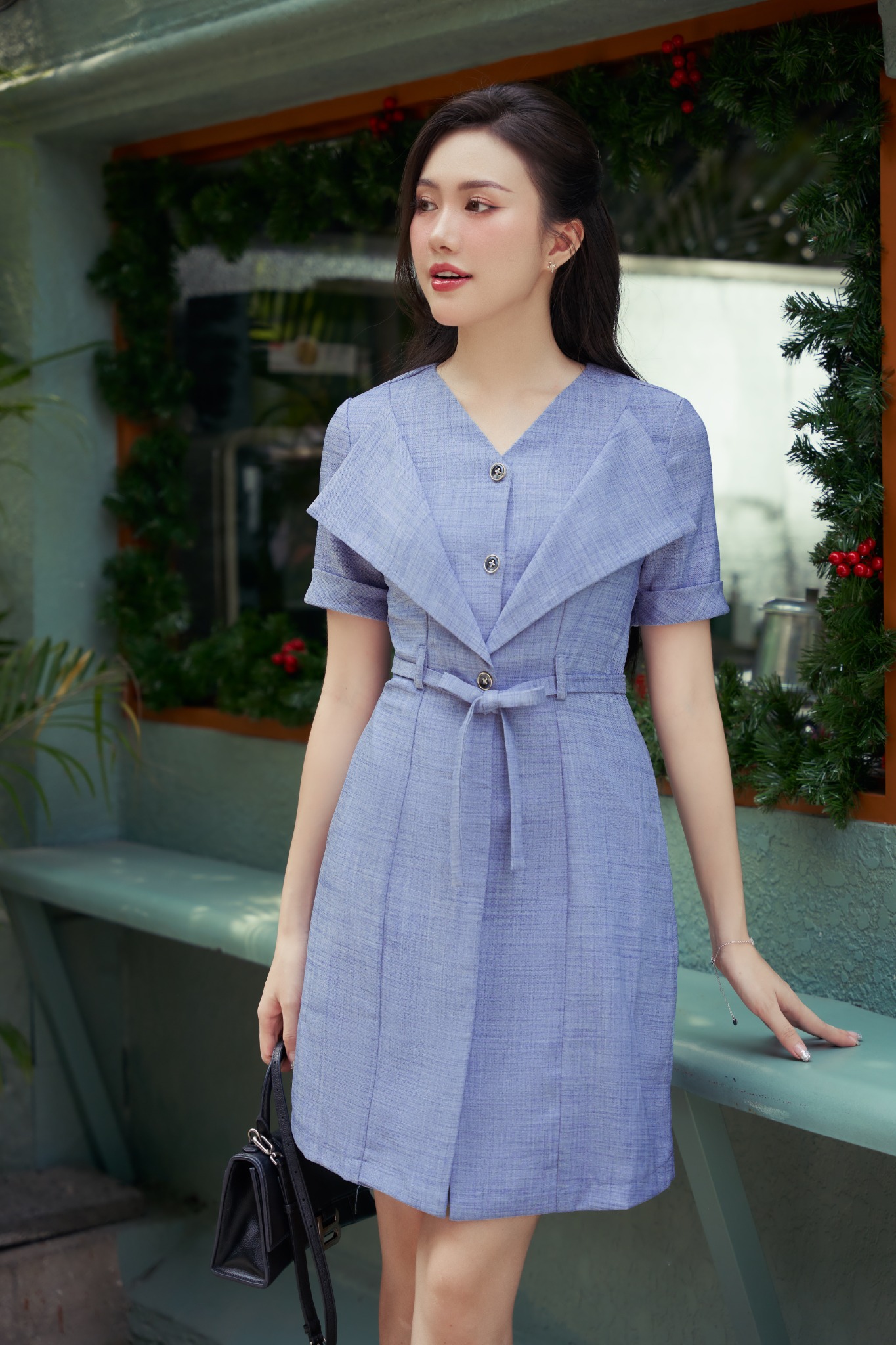 Đầm mini xòe bố xước kiểu