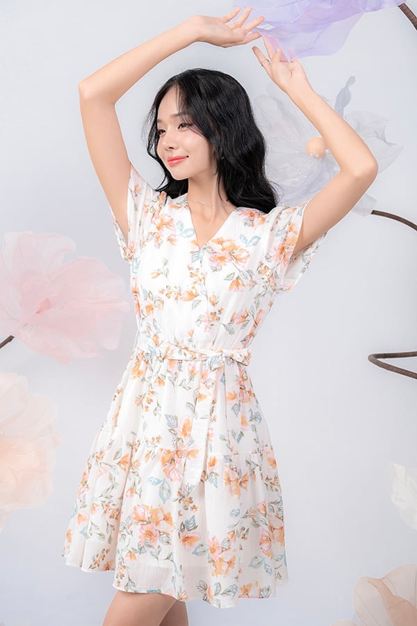 Đầm mini xòe họa tiết