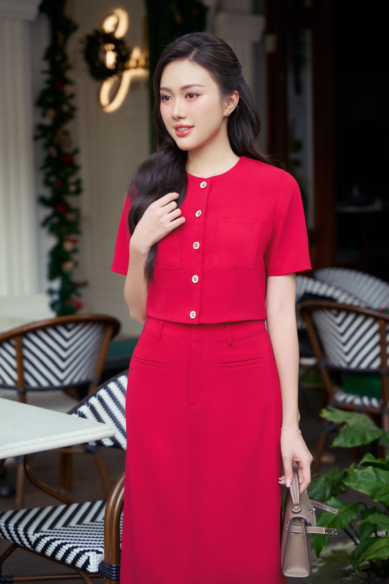 Chân váy midi A tuyết nhung