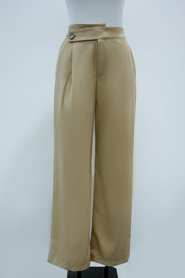 Quần ống rộng cotton lạnh lưng đắp xéo