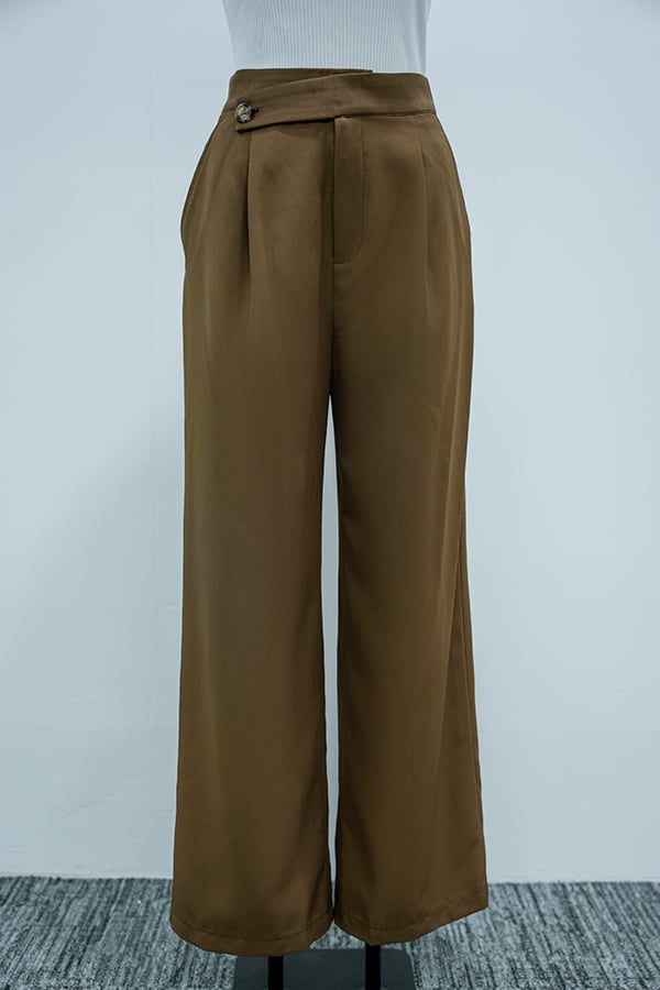 Quần ống rộng cotton lạnh lưng đắp xéo