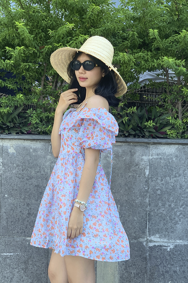 Đầm xòe voan hoa nhí