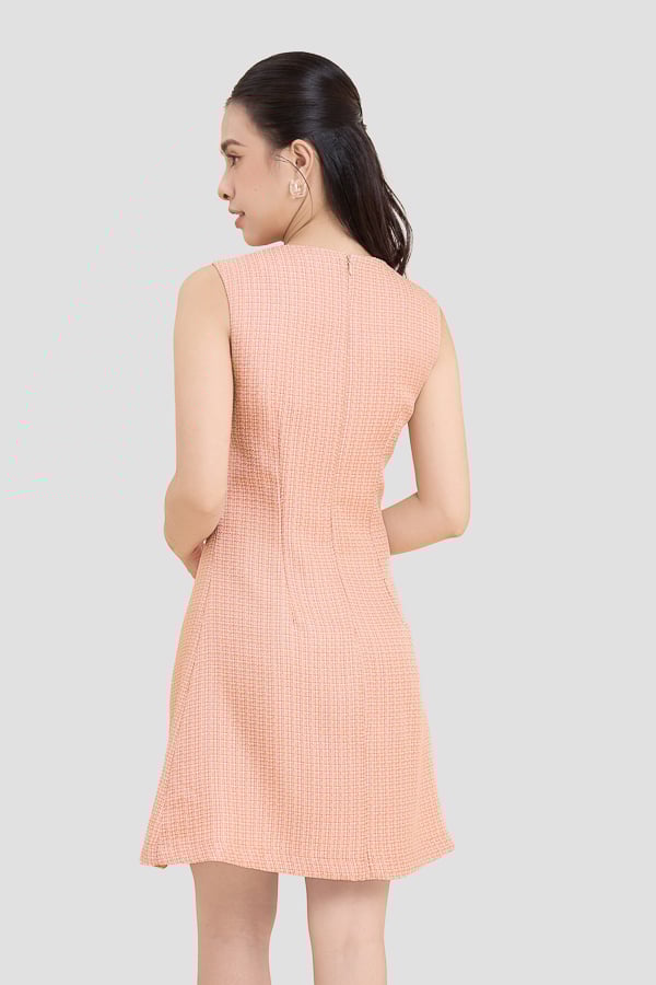 Đầm ôm bố tweed phối nơ đen