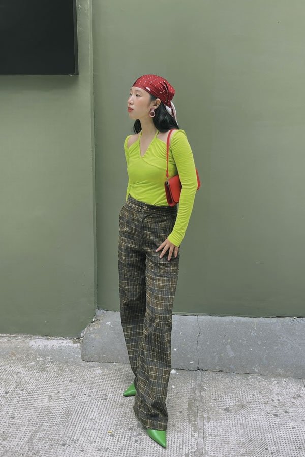 Quần dài ống rộng ticke caro