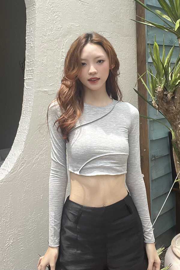 Áo croptop ôm thun tay dài rã kiểu