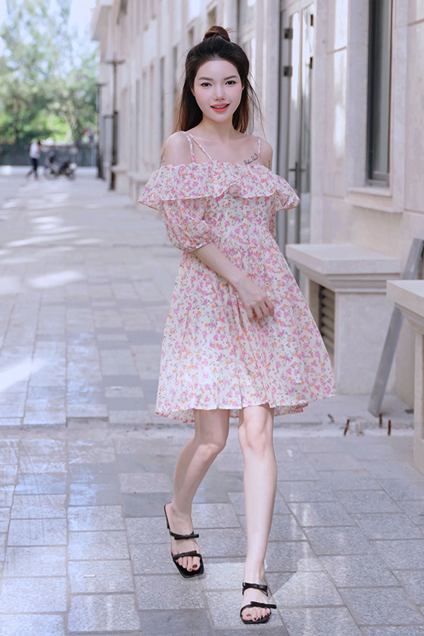 Đầm xòe voan hoa nhí