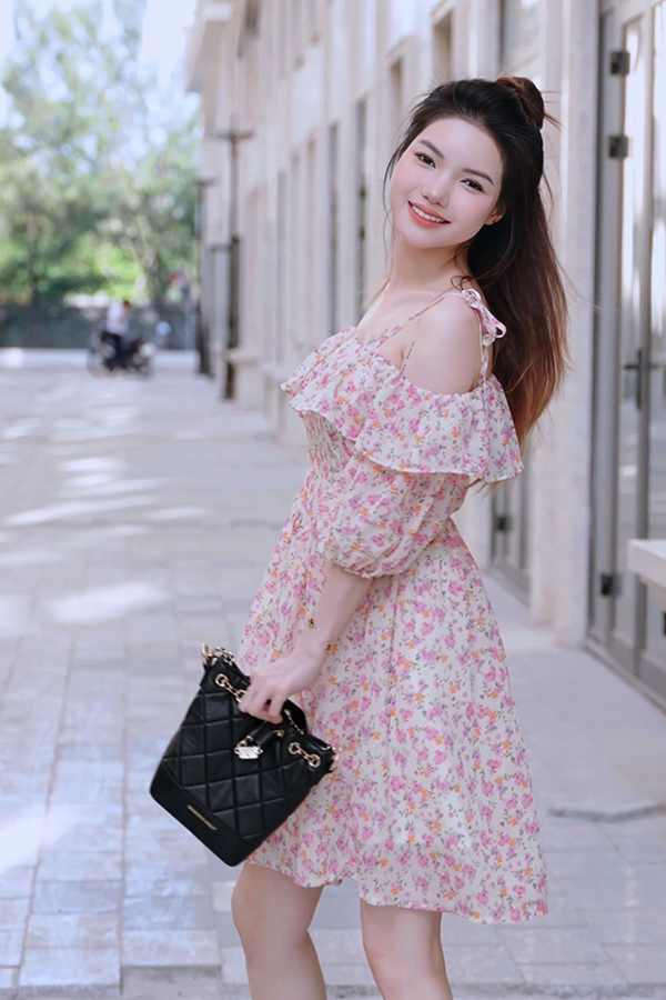 Đầm xòe voan hoa nhí