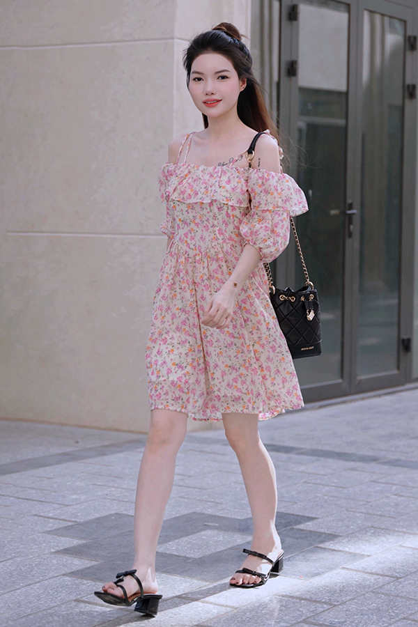 Đầm xòe voan hoa nhí