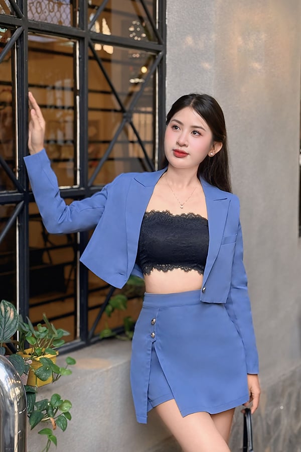 Áo blazer croptop kaki