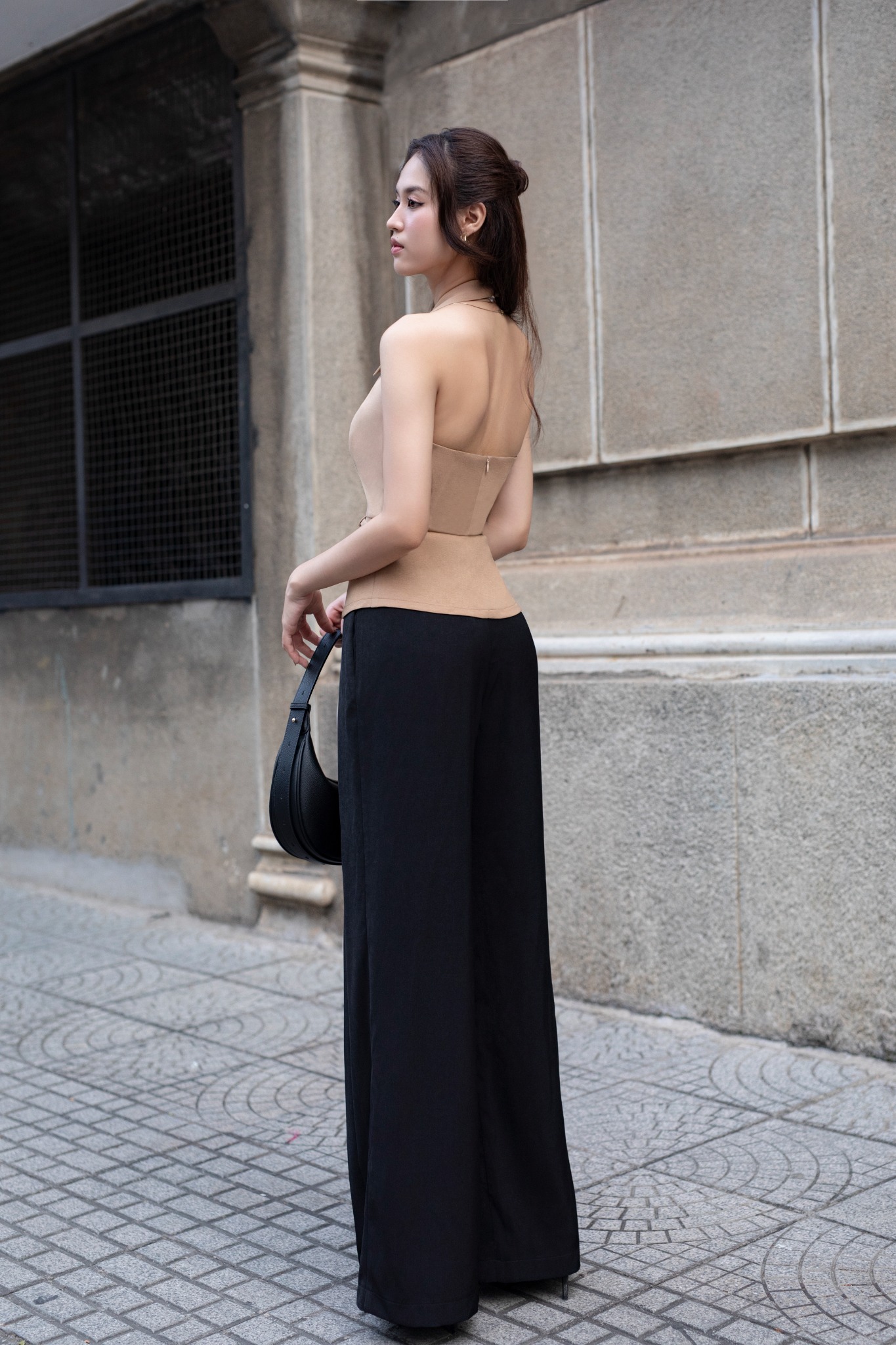 Quần culottes ống suông xếp ly