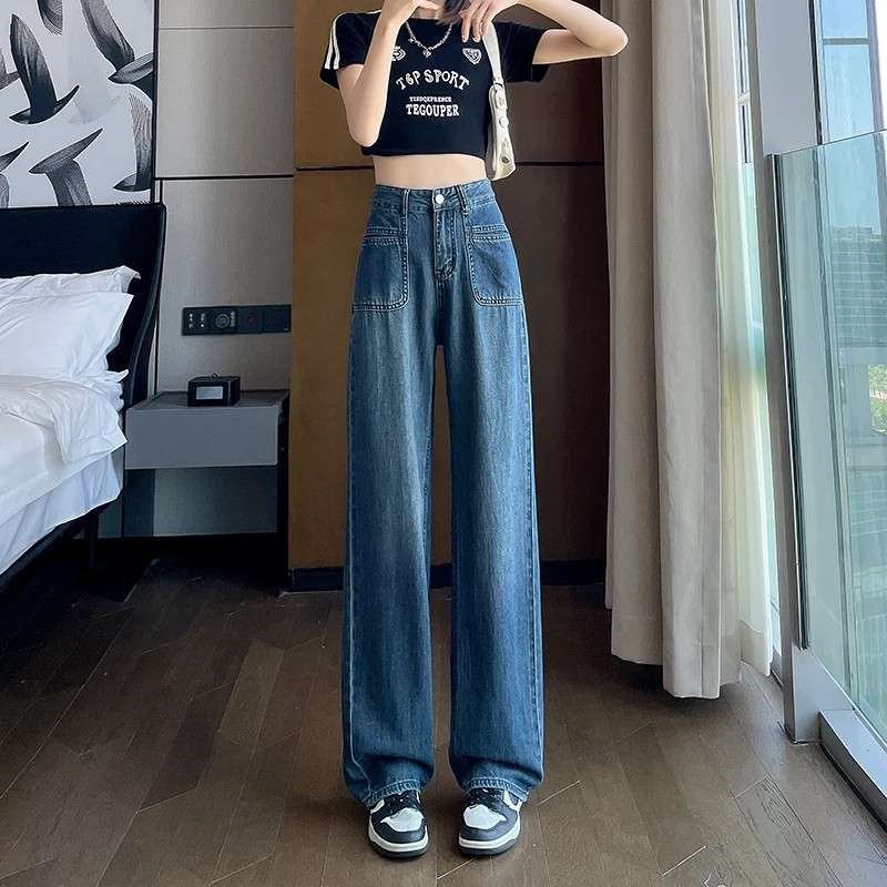 Quần jean ống suông túi trước