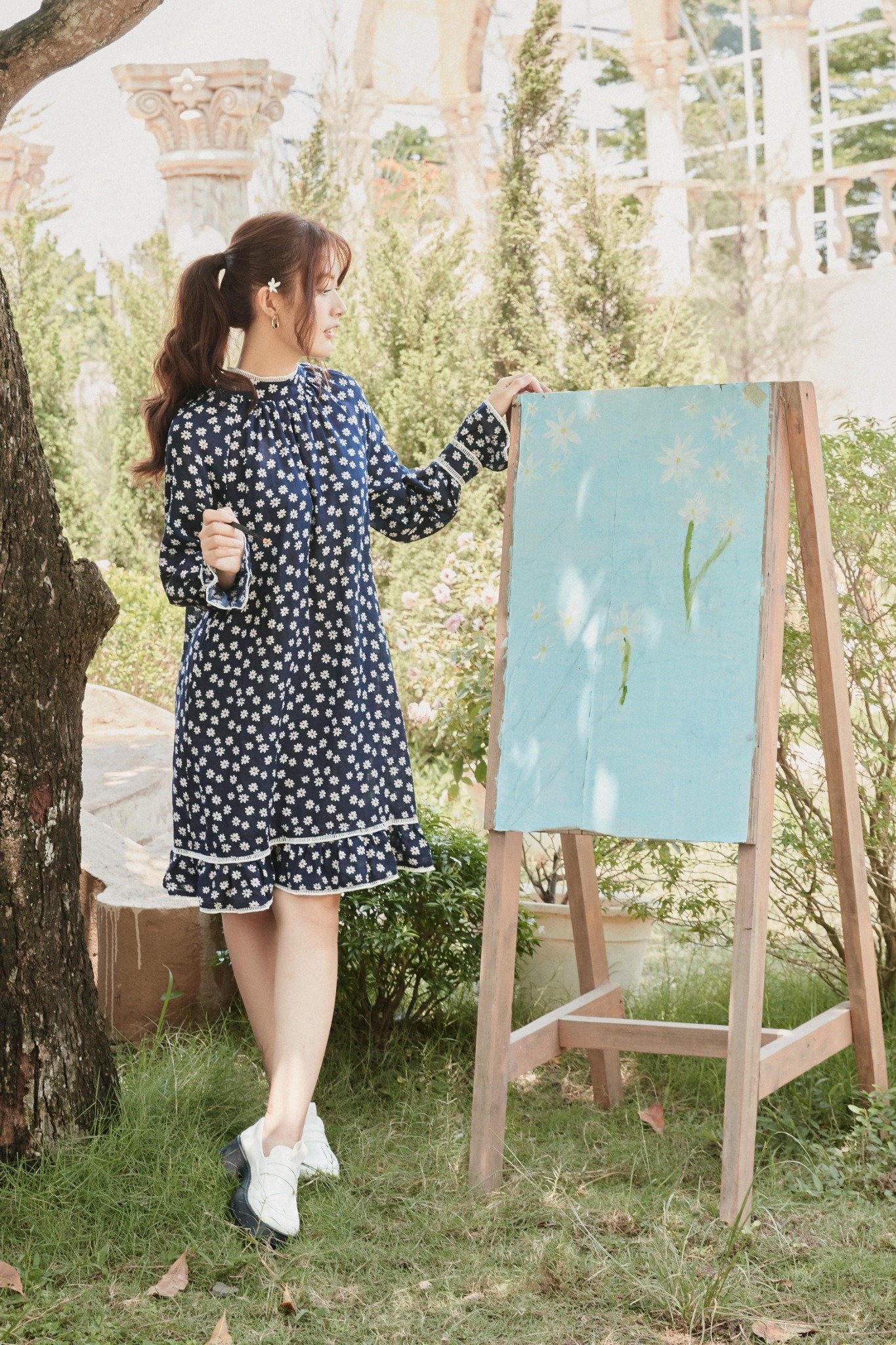 Đầm babydoll phối ren