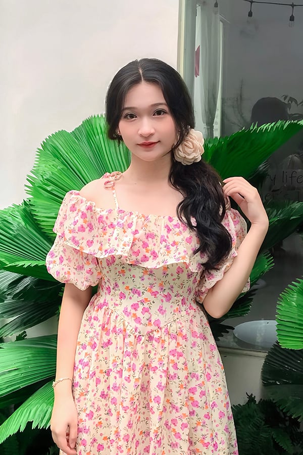 Đầm xòe voan hoa nhí