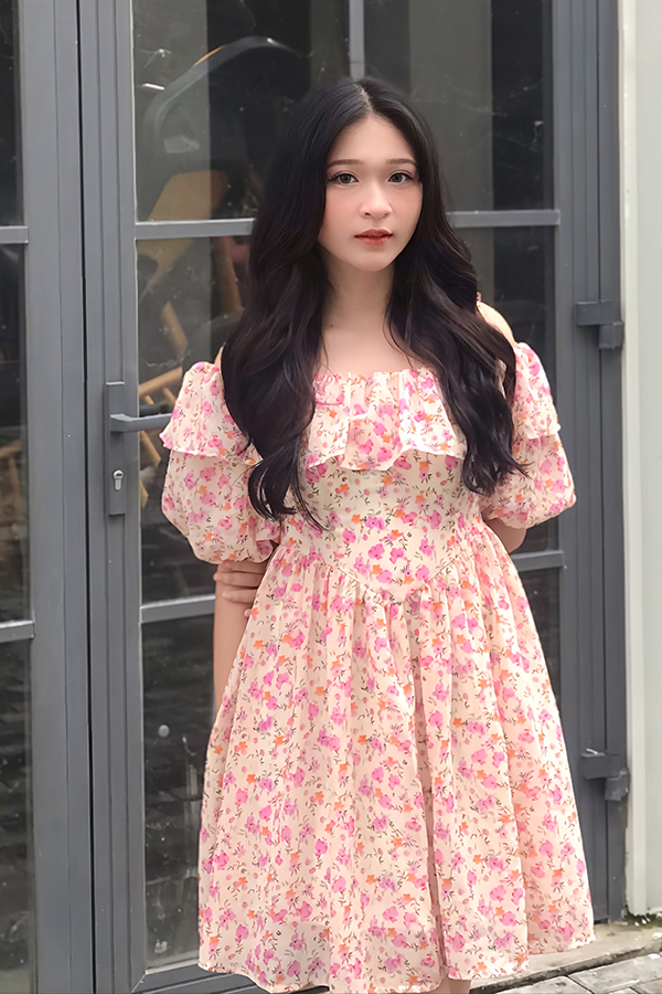 Đầm xòe voan hoa nhí