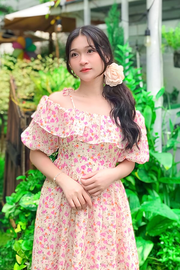 Đầm xòe voan hoa nhí