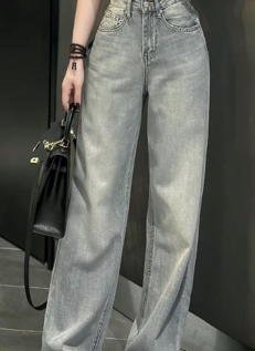 Quần jean ống suông bạc