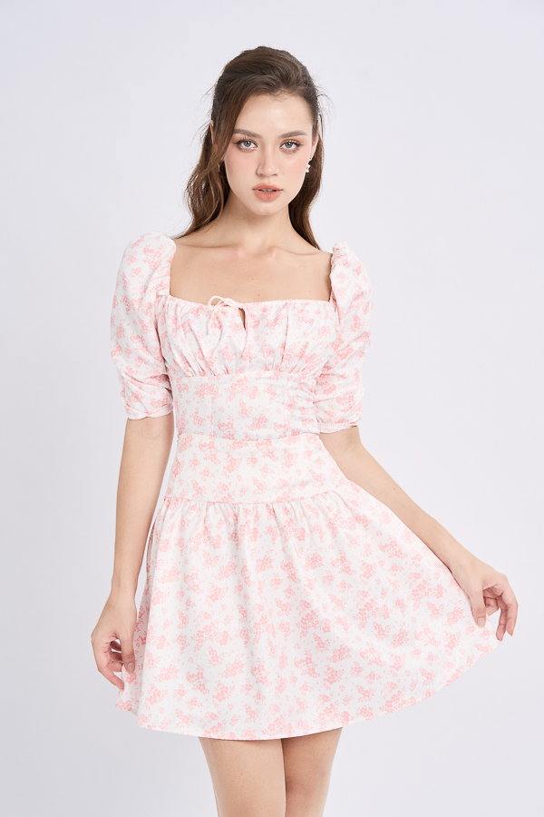 Áo kiểu ôm lụa in hoa nhún cup