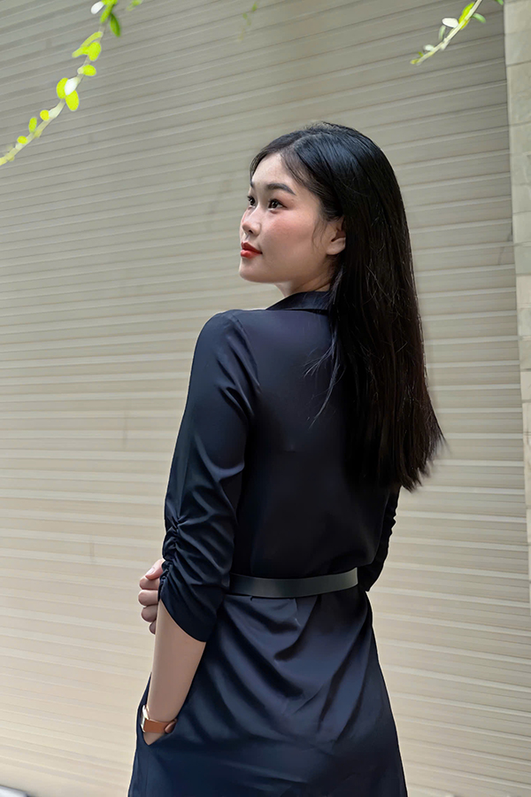 Đầm sơ mi suông cotton